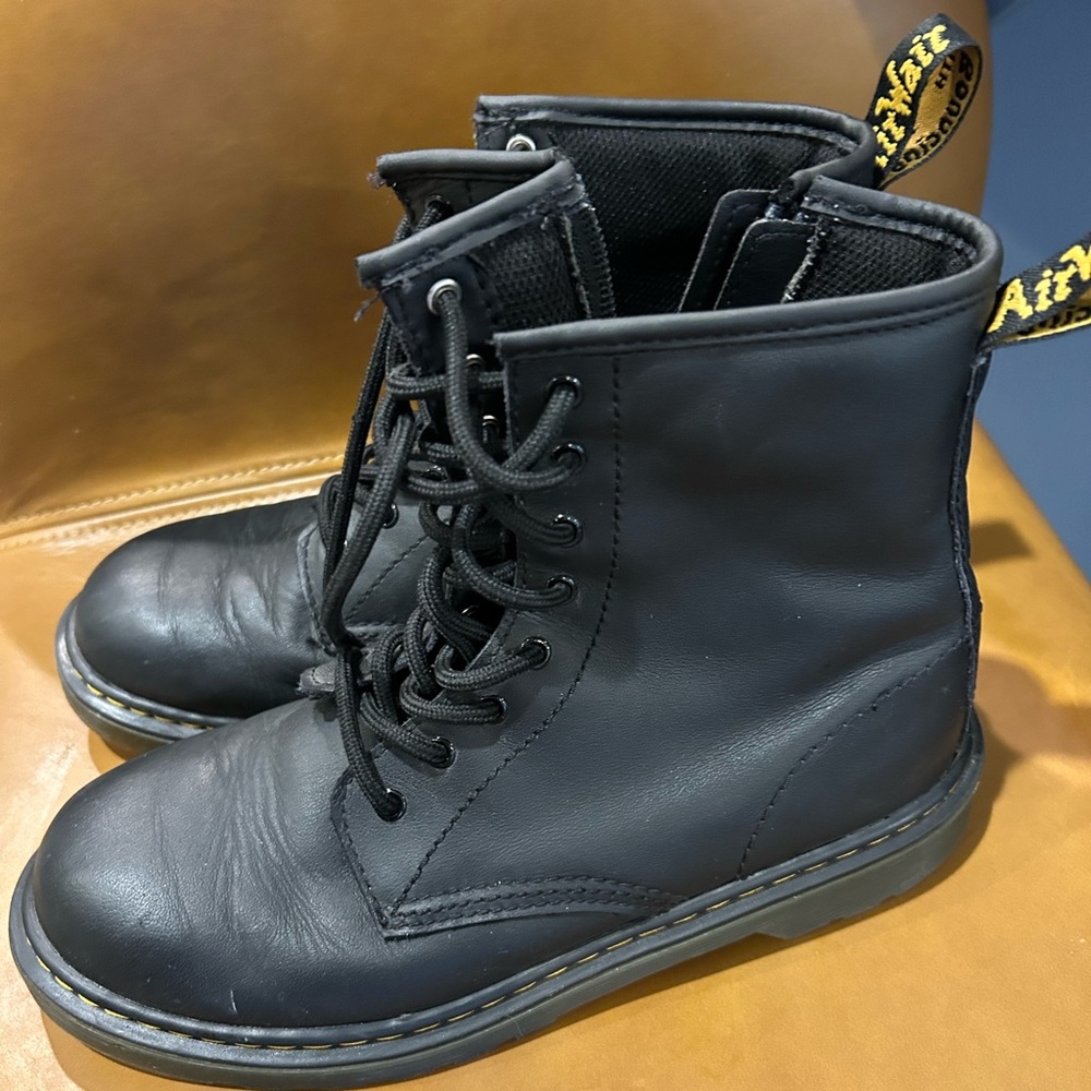 Dr Martens 1460 black combat boots; kids size 5